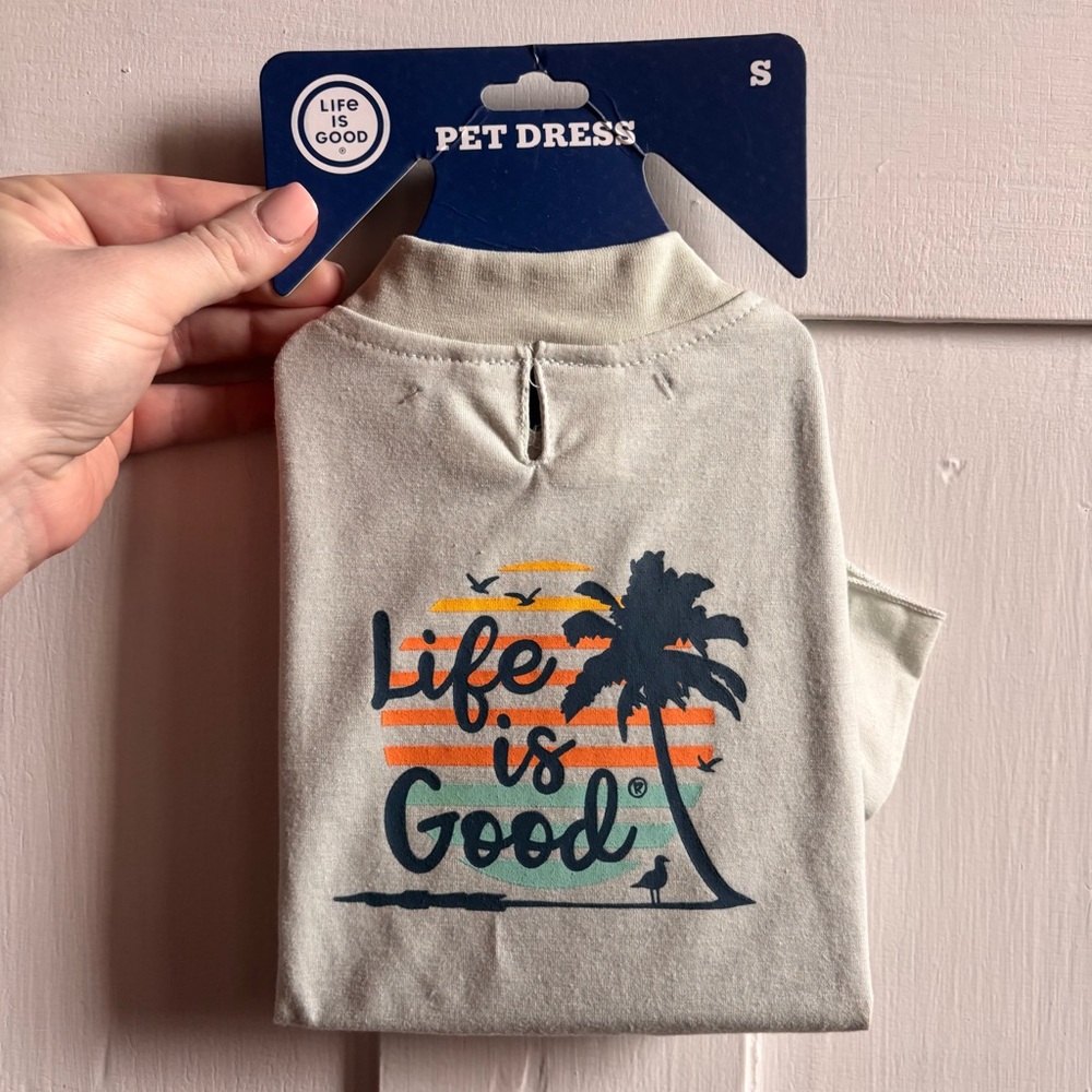 Life is Good Pet Dress with Palm Graphic